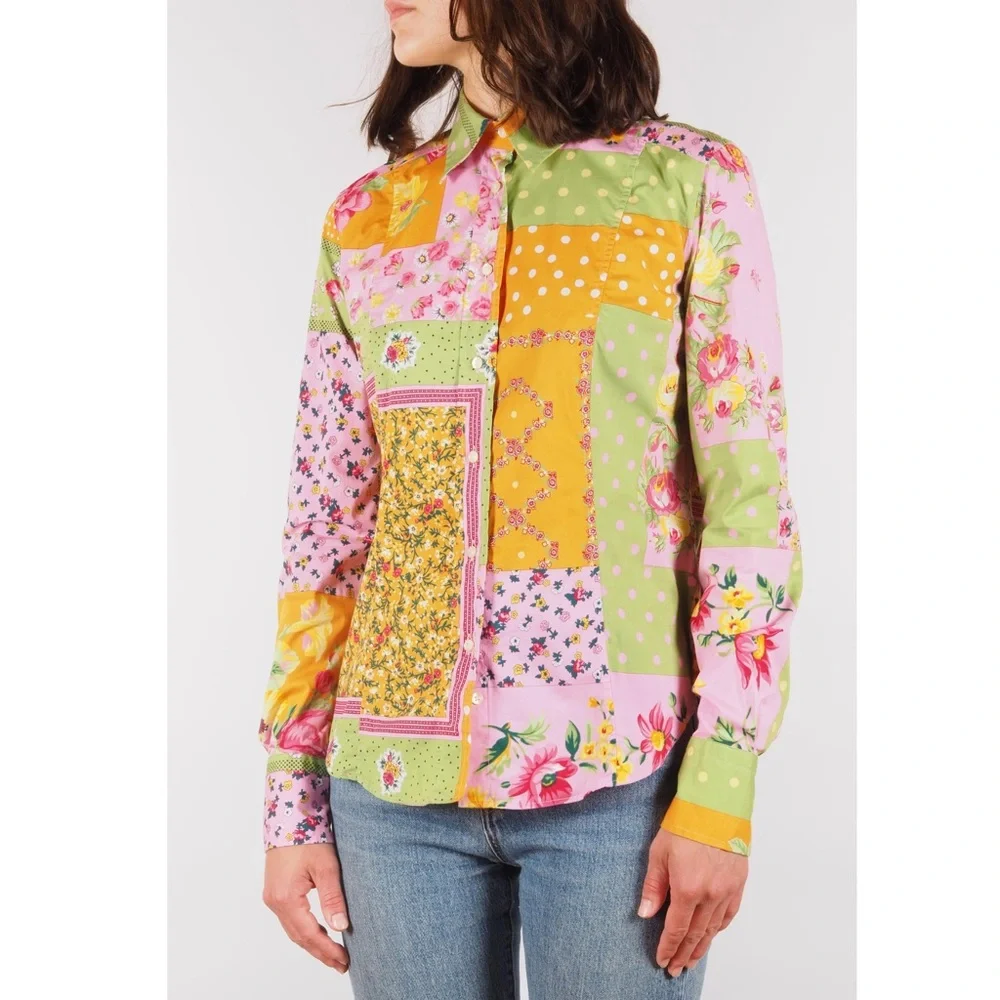 Etro‎ Milano Vintage Patchwork Floral Cotton Shirt IT 44 US 8